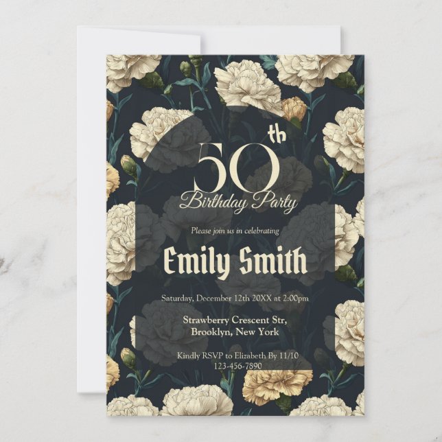 Custom Carnation Fantasy 1St Birthday Einladung (Vorderseite)