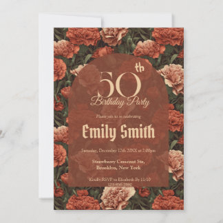 Custom Carnation Floral First Birthday Gift Einladung