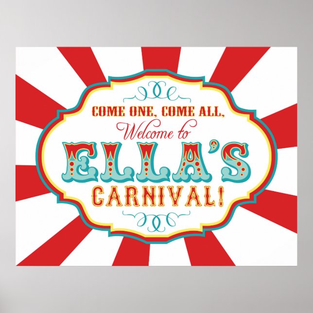 Custom Carnival Welcome Birthday Banner Poster (Vorne)