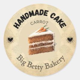Custom Carrot Cake Labels | Personalisierte Bäcker Runder Aufkleber