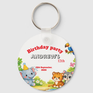 Custom Cartoon Animal Birthday Invitation Schlüsselanhänger
