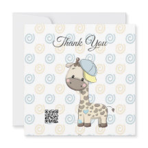 Custom Cartoon Baby Boy Giraffe Danke Karte
