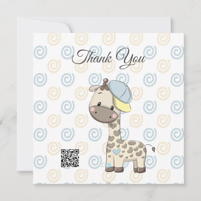 Custom Cartoon Baby Boy Giraffe Danke Karte (Vorderseite)