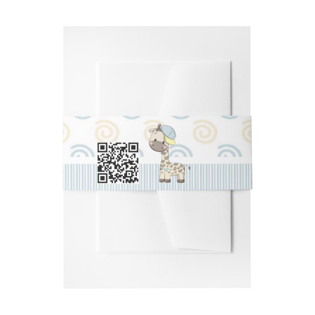 Custom Cartoon Baby Boy Giraffe Einladungsbanderole (Vorderseite Beispiel)