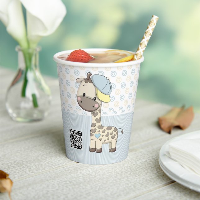 Custom Cartoon Baby Boy Giraffe Pappbecher (In Situ)