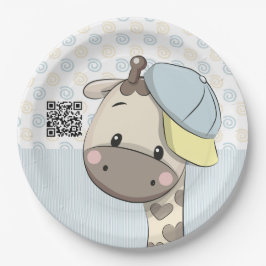 Custom Cartoon Baby Boy Giraffe Pappteller