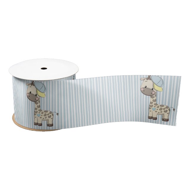 Custom Cartoon Baby Boy Giraffe Satin Ribbon Satinband (Spule)