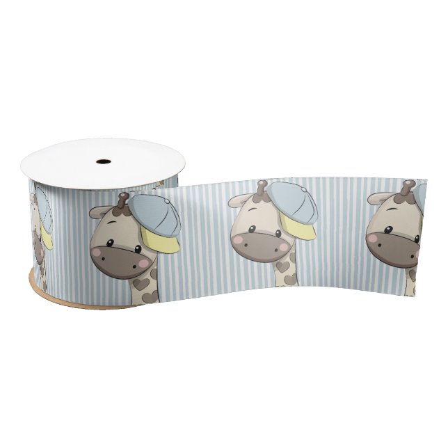Custom Cartoon Baby Boy Giraffe Satin Ribbon Satinband (Spule)
