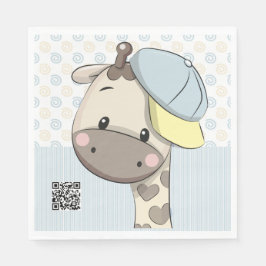 Custom Cartoon Baby Boy Giraffe Serviette
