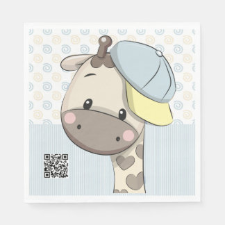 Custom Cartoon Baby Boy Giraffe Serviette