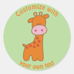 Custom Cartoon Giraffe Runder Aufkleber