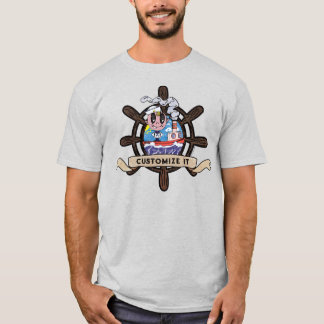 Custom Cartoon Sailor Nautical Ship Wheel  T-Shirt