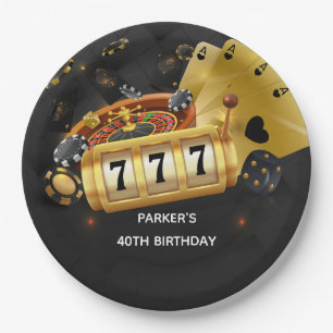 Custom Casino Night Partys Black Gold Pappteller