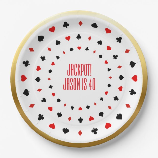 Custom Casino Party Deco, Poker Spielkarten Pappteller (Vorderseite)
