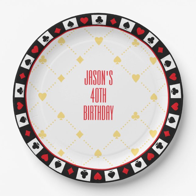 Custom Casino Party Deco, Poker Spielkarten Pappteller (Vorderseite)