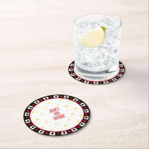 Custom Casino Party Deco, Poker Spielkarten Runder Pappuntersetzer