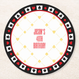 Custom Casino Party Deco, Poker Spielkarten Runder Pappuntersetzer