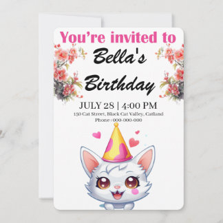 Custom Cat Birthday Einladungen Personalisiert