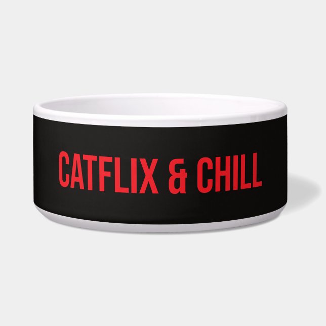 Custom Cat Bowl - "Catflix & Chill" Napf (Vorderseite)