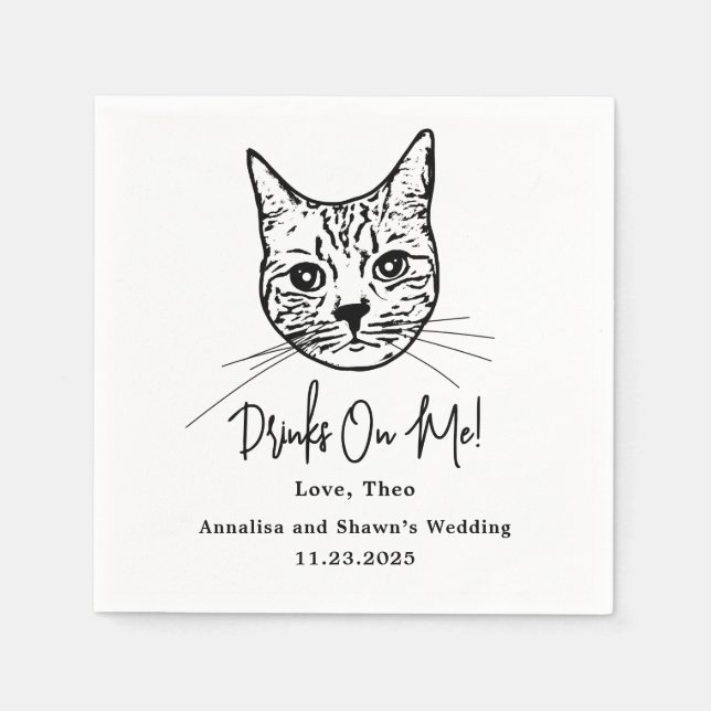 Custom Cat Cocktail Napkins Wedding Serviette (Vorderseite)