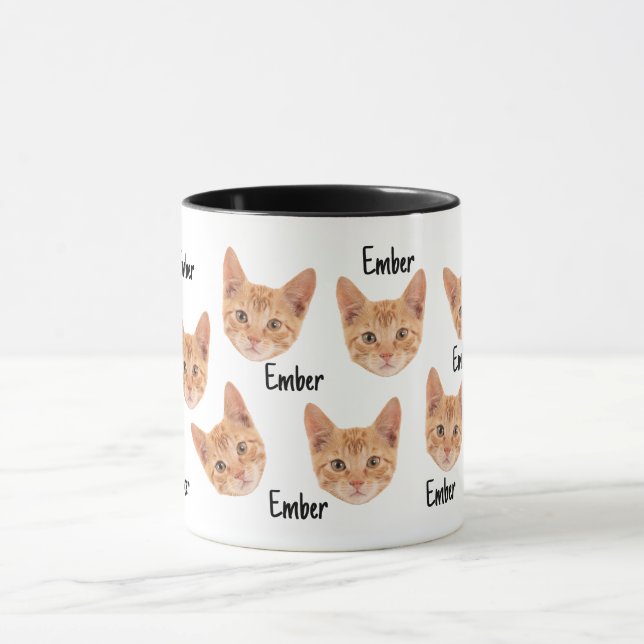 Custom Cat Face Cat Lovers Eigentümer Cat Vater Ma Tasse (Zentrum)