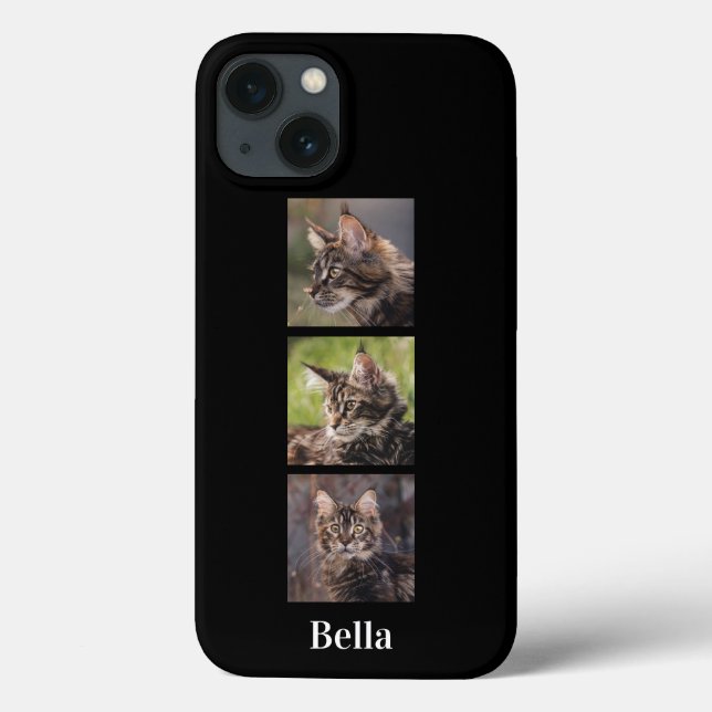 Custom Cat Foto Collage Monogram Pet Case-Mate iPhone Hülle (Rückseite)