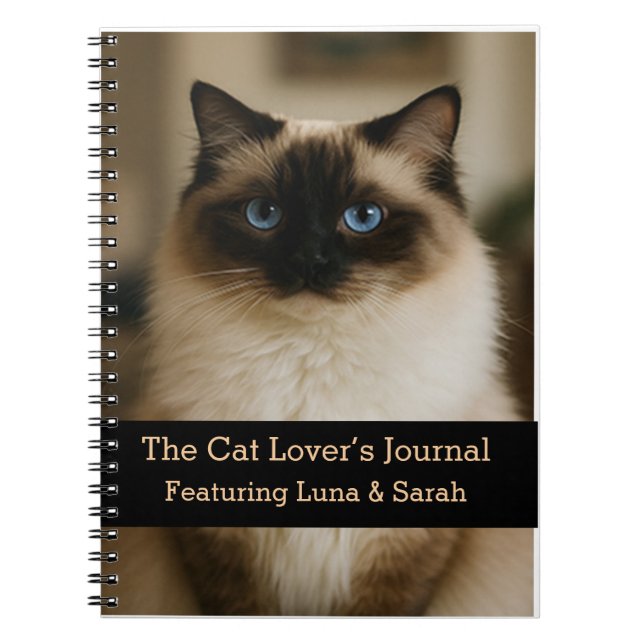 Custom Cat Foto Notebook mit dem Namen Cat Lover G Notizblock (Vorderseite)
