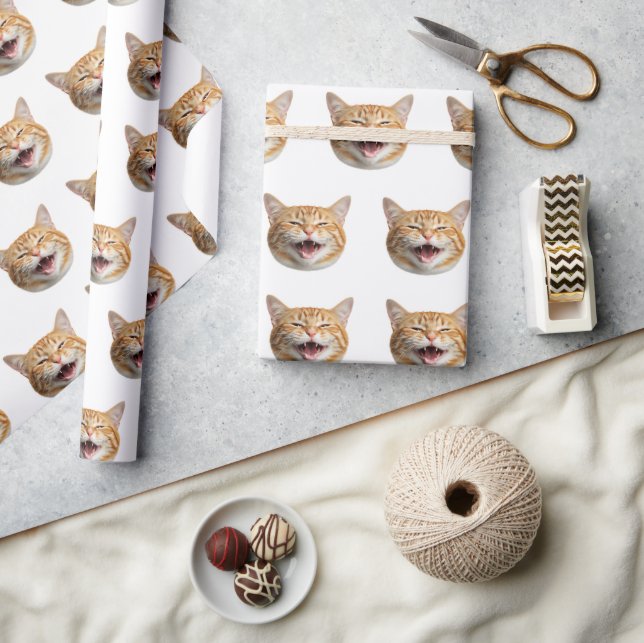 Custom Cat Foto Personalisiert Gift Wrap Geschenkpapier (Kunsthandwerk)