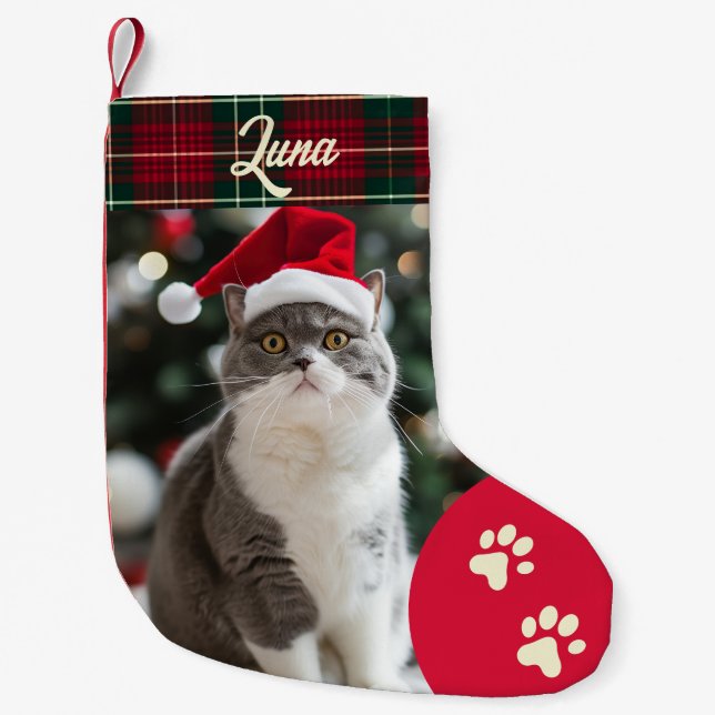 Custom Cat Foto Weihnachts-Strumpf Kleiner Weihnachtsstrumpf (Vorderseite)