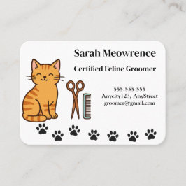 Custom Cat Groomer Business Card – Cute Paw Print Visitenkarte