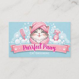 Custom Cat Groomer Business Card – Pastel Design Visitenkarte