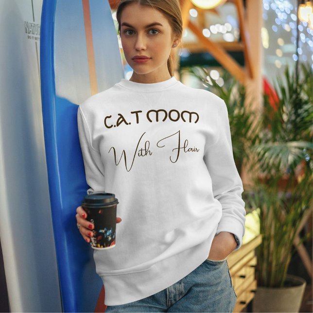 Custom Cat Mom Dark Brown Funny Script Pet Lover Sweatshirt (Von Creator hochgeladen)