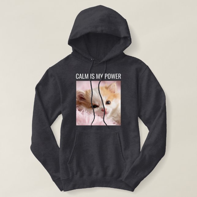 Custom Cat Mom Dark Grey White Text Cute Pet Photo Hoodie (Design vorne)