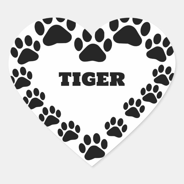 Custom Cat Paw Print Heart Shaped Sticker (Vorderseite)
