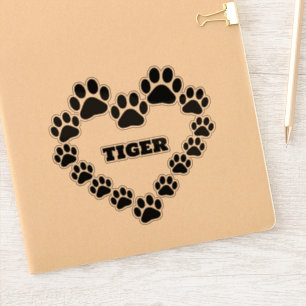 Custom Cat Paw Print Heart Vinyl Cut Decal Aufkleber