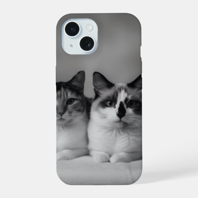 Custom Cat Portrait iPhone 15 Slim Fit Case  Hülle (Rückseite)