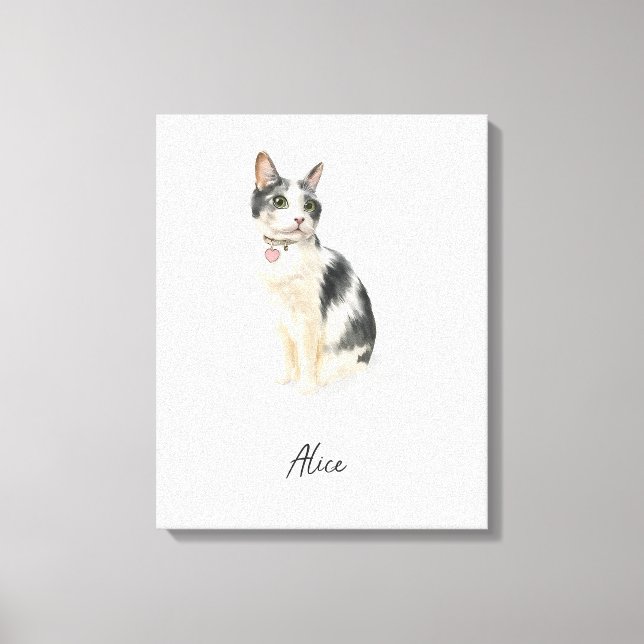 Custom Cat Portrait Watercolor Leinwanddruck (Vorderseite)
