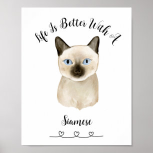 Custom Cat Siamese Pet Wall Art Poster