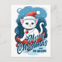 Custom Cat Sleigh Frohe Weihnachten für mich Gruß Postkarte