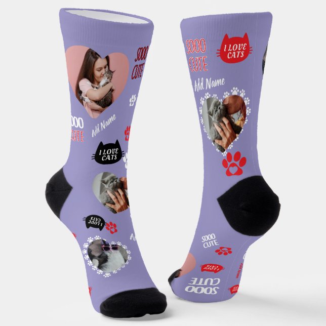 Custom Cat Socks Gift for Pet Lovers - Cat Photos Socken (Gewinkelt)