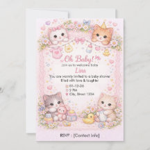 Custom Cat-Themed Baby Shower Invitation 