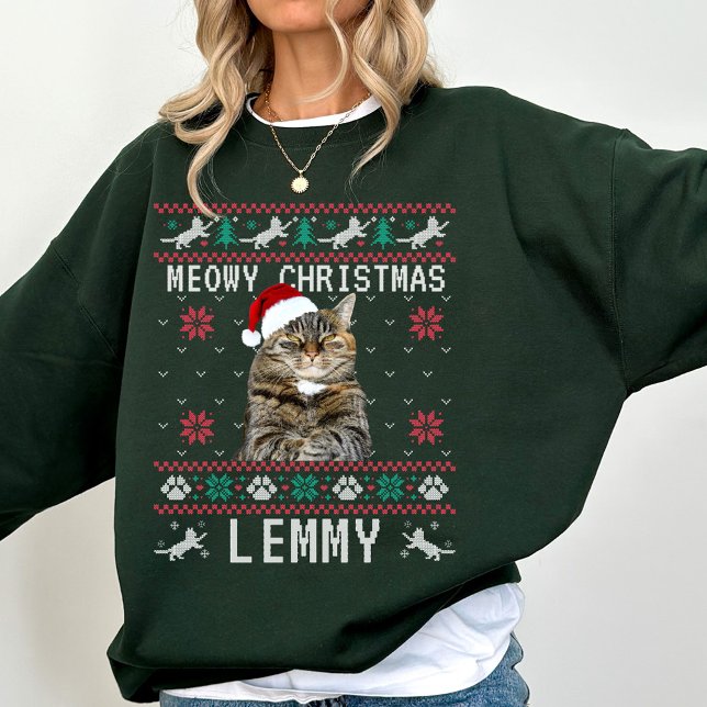 Custom Cat Ugly Christmas Sweatshirt with Photo (Von Creator hochgeladen)
