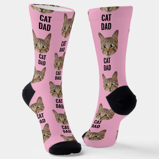 Custom Cat Vater Socks Katzengesicht Socken Katzen (Gewinkelt)