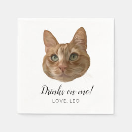 Custom Cat Wedding Cocktail Napkins Drinks on Me Serviette