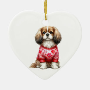 Custom Cavalier King Charles Spaniel Dog Valentine Keramik Ornament
