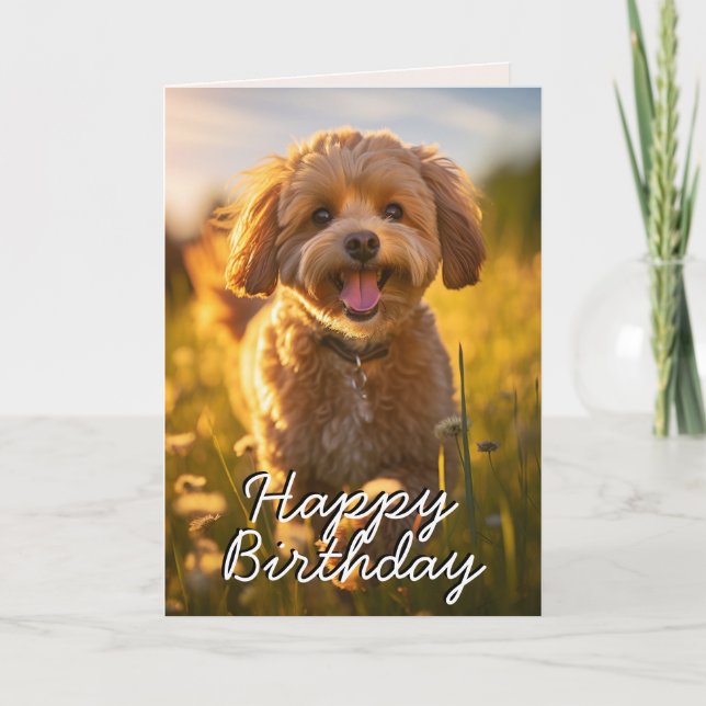 Custom Cavoodle/Cavapoo Happy Birthday Card Dankeskarte (Vorderseite)
