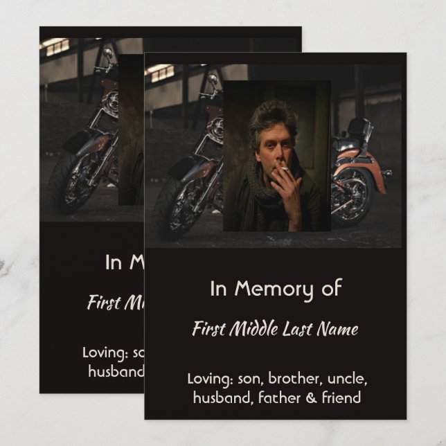 Custom Celebration of Life Service Invite Biker Einladung (Vorne/Hinten)