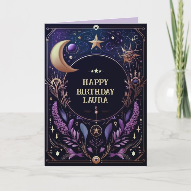 Custom Celestie Birthday Card Sun and Moon Karte (Vorderseite)