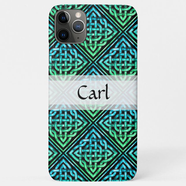 Custom Celtic Knot - Diamond Tile Blue Green Black Case-Mate iPhone Hülle (Rückseite)