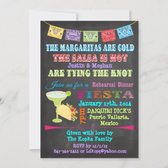 Custom Chalkboard Mexican Fiesta CONTACT DESIGNER! Einladung (Vorderseite)